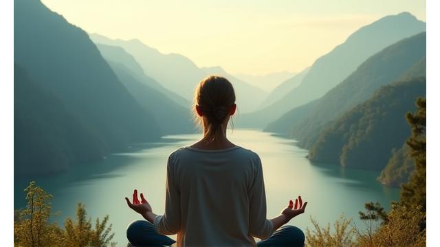 Ilustracija osobe koja meditira u prirodi, simbolizujući mindfulness.